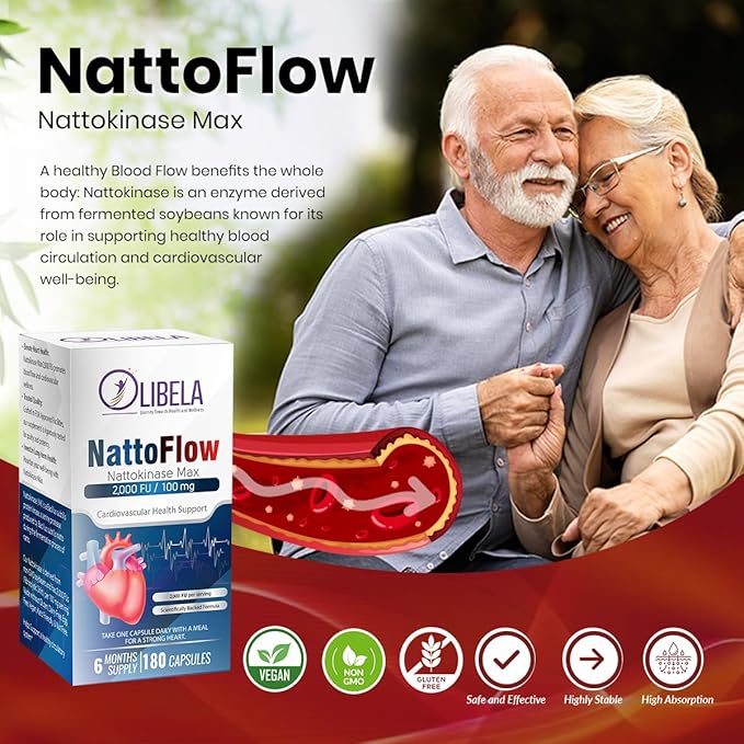 Nattokinase Supplement 2000FU 180 Vegan Capsules | Fermented Enzyme Supplement for Circulation &amp Cardiovascular Wellness | Non-GMO Plant-Based 6 Month Supply Supplements (3)
