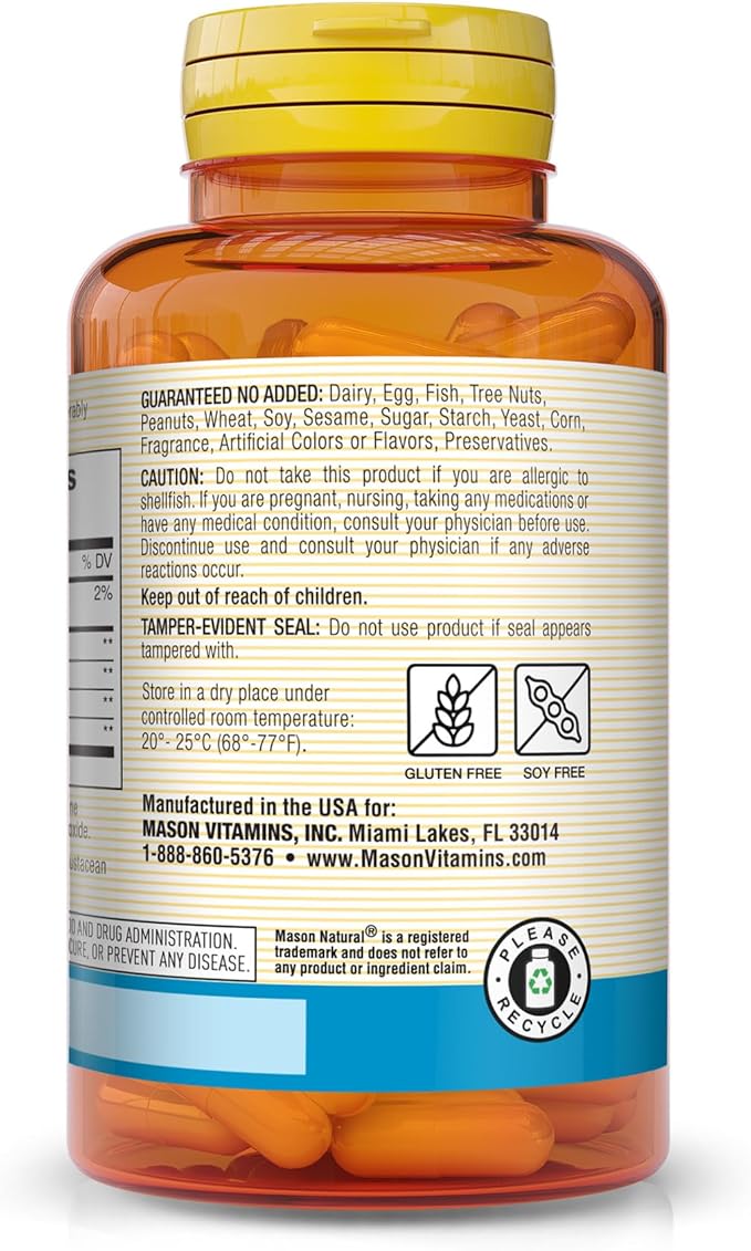 MASON NATURAL Glucosamine Chondroitin with Collagen &amp Hyaluronic Acid 45-Day Supply Capsules for Normal Joint Mobility Flexibility &amp Aging Support 90 Capsules