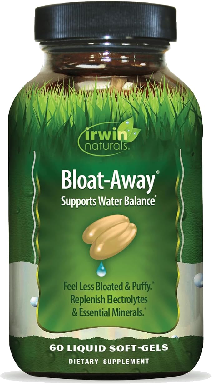 Irwin Naturals Bloat-Away - Water Balance Support - Replenish Electrolytes &amp Essential Minerals - 60 Liquid Soft-Gels