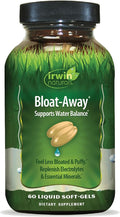 Irwin Naturals Bloat-Away - Water Balance Support - Replenish Electrolytes &amp Essential Minerals - 60 Liquid Soft-Gels