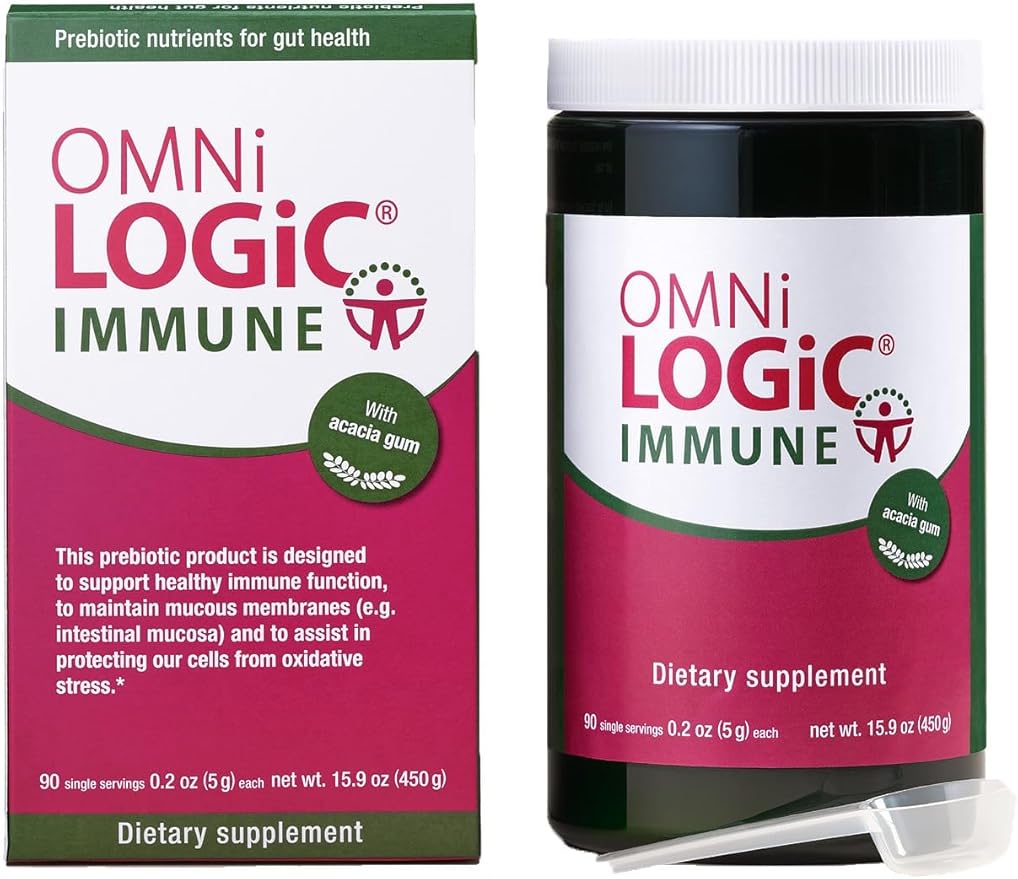 OMNi BiOTiC Omni-Logic Immune Prebiotic for Immunity - Supports Gut Health &amp Immunity with Acacia Fiber Vitamin D Calcium Vitamin B3 - Non-GMO &amp Hypoallergenic Gut Health (90 Daily Servings
