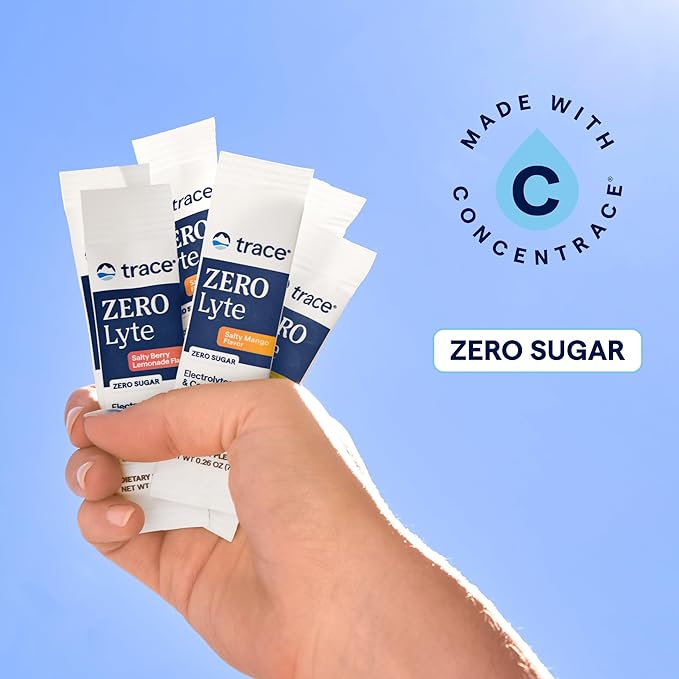 Trace Minerals ZeroLyte Salty Orange Flavor - Sugar Free Electrolyte Drink Mix - Supports Hydration Energy Stamina - Ancient Sea Salt Full Spectrum Minerals Coconut Water - 30 Packets