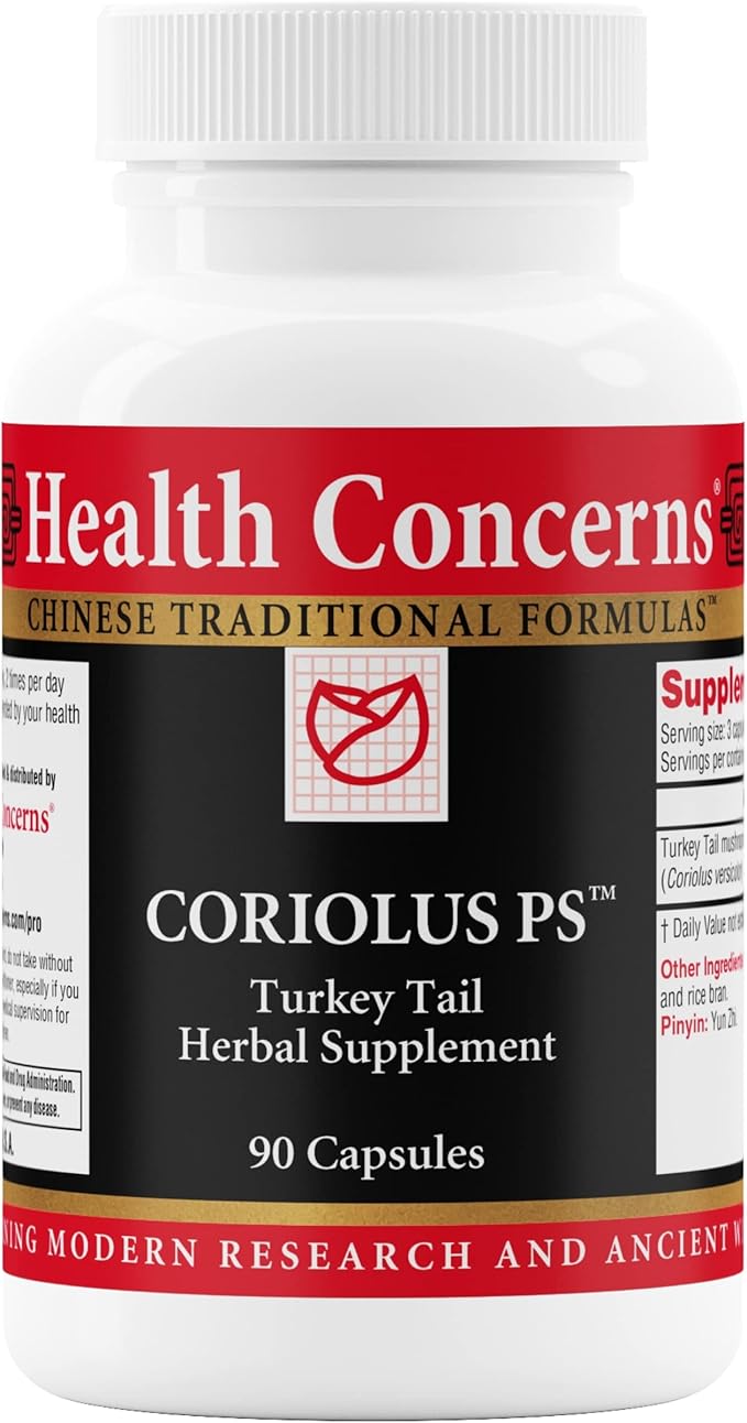 Health Concerns Coriolus PS – Turkey Tail Mushroom Supplement for Immune Support &amp Gut Health – Microbiome Balance – Cooling Chinese Herb – 1500mg Turkey Tail Per Serving – 90 Capsules