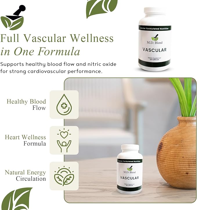 Vascular Support Supplement – L-Arginine Garlic Pomegranate &amp Beet Root Formula – Supports Circulation Blood Flow &amp Nitric Oxide Production – 120 Capsules (Pack of 2)