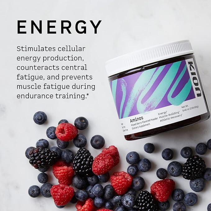 Kion Aminos - Essential Amino Acids Supplement Essential Amino Acids Powder for Muscle Recovery BCAA EAA No Caffeine Amino Acid Powder Essential Amino Energy - 30 Servings Mixed Berry