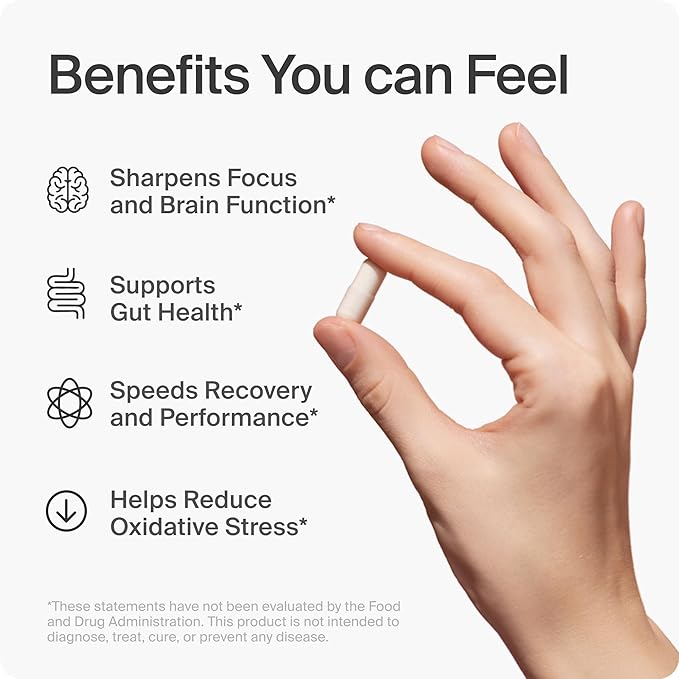 Hydrogen Water Tablets Alternative | DailyH2 Molecular Hydrogen Capsules | 3mg H2 for Cellular Energy Focus &amp Recovery | Brain Gut &amp Mitochondrial Support | 60 Caps