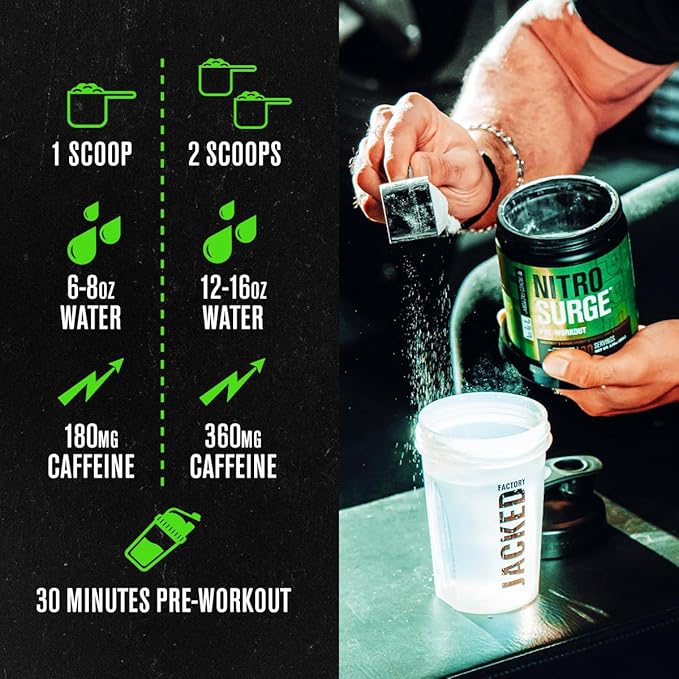 Jacked Factory Nitrosurge Pre-Workout in Grape &amp Creatine Monohydrate for Men &amp Women