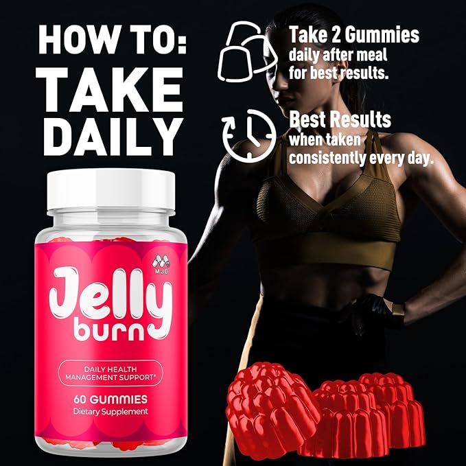 (5 Pack) Jelly Burn Gummies Official JellyBurn Gummys with Natural Ingredient Advanced Health &amp Wellness Vitamin Supplement Formula Max Strength Active Lifestyle Multivitamin Support (300 Gummi