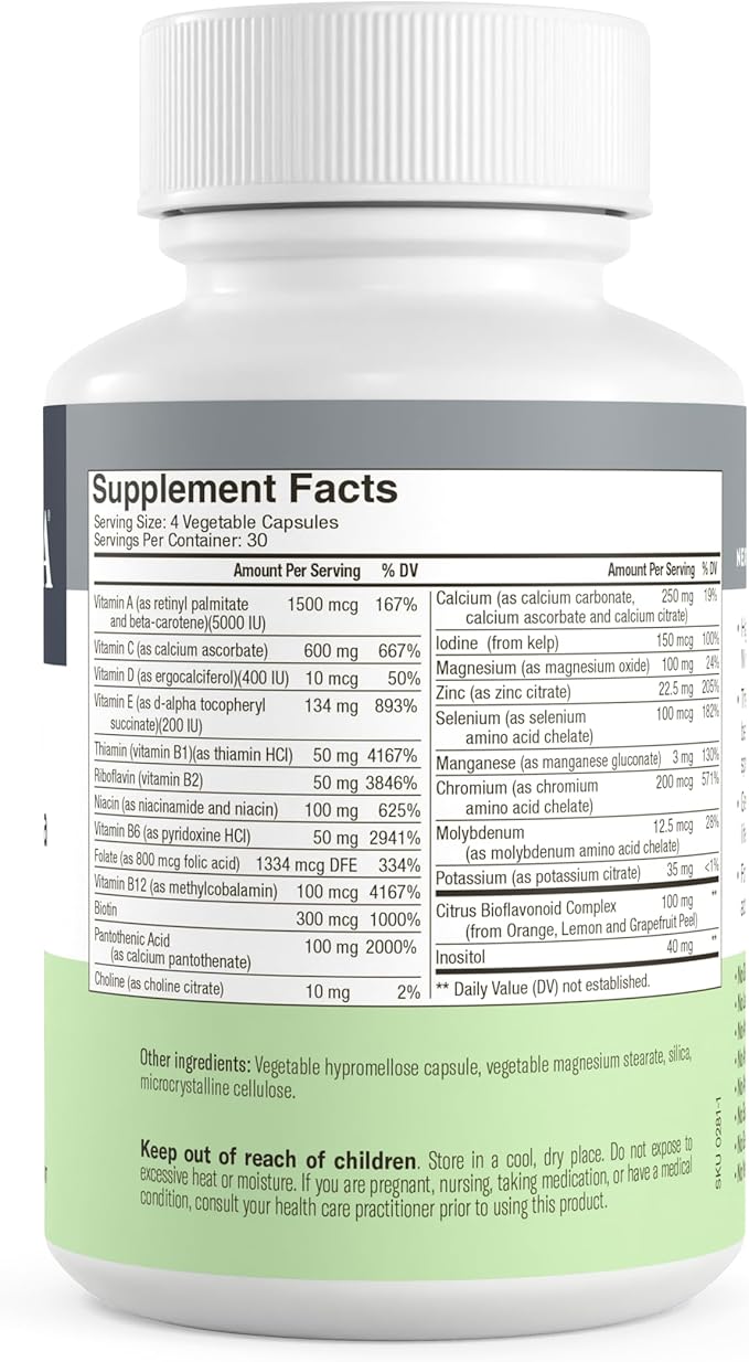 Freeda Maximum Strength Multivitamin – High Potency Daily Supplement for Active Adults (Men &amp Women) – Iron Free – SCD Diet Compatible – 120 Capsules – Ultra-Freeda