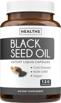Black Seed Oil - 120 Softgel Capsules Skin Health (Non-GMO &amp Vegan) Cold-Pressed Nigella Sativa Producing Pure Black Cumin Seed Oil with Vitamin E - 500mg Each 1000mg Per 2 Capsule Serving