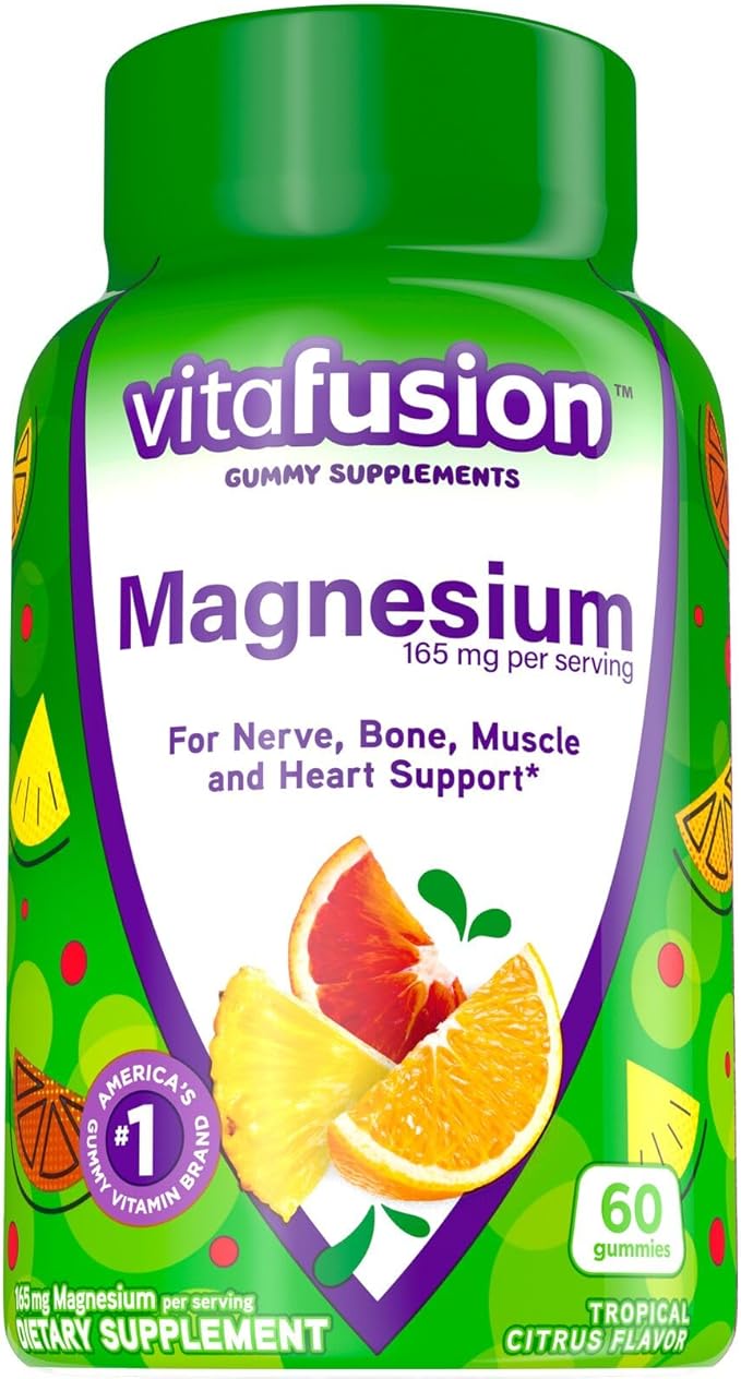 Vitafusion Probiotic Gummy Supplements Raspberry Peach and Mango Flavors &amp Magnesium Gummy Supplement 60ct
