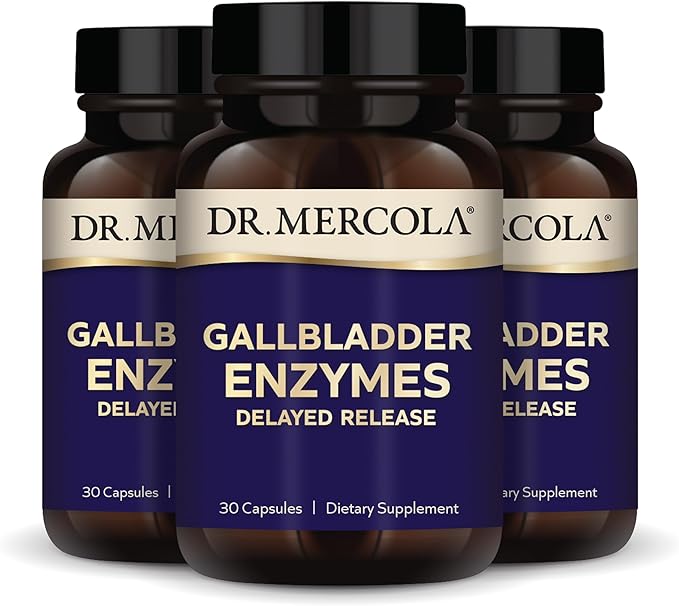Dr. Mercola Gallbladder Enzymes - Gallbladder &amp Digestive Health Support - Includes Pancreatic Protease Amylase &amp Lipase - Non-GMO Gluten-Free &amp Soy-Free - 90 Delayed Release Capsules (9