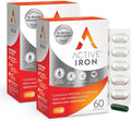 Active Iron Supplement 25mg Clinically Proven to Increase Iron &amp Energy Levels Maximum Absorption Gentle Non-Constipating Avoids Nausea &amp Side Effects 120 On-the-Go Foil Protected Capsul