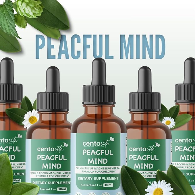 Peaceful Minds Calm &amp Focus Magnesium Herbal Formula for Children Magnesium Citrate Liquid for KidsMagnesium Drops for Kids Sleep Sugar &amp Gluten-Free Supplement Berry Flavor 1 OZ