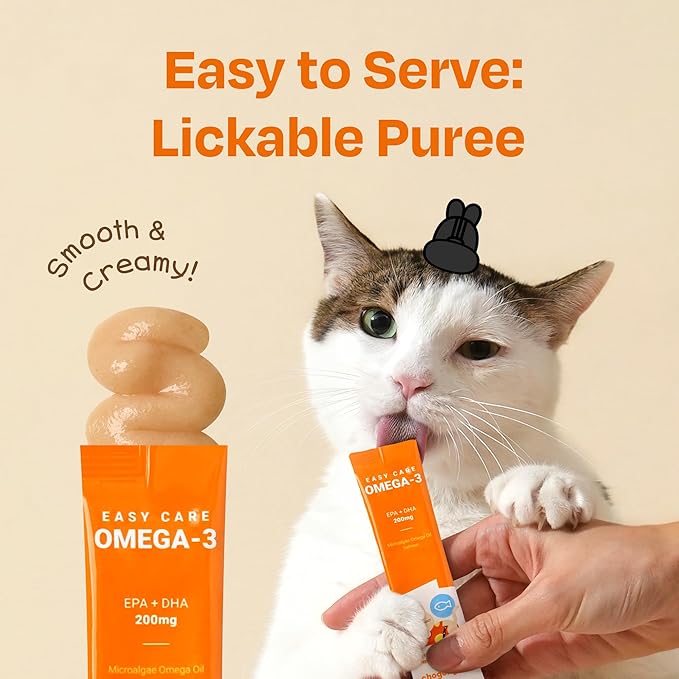 Cat Omega 3 Supplement – Lickable with EPA &amp DHA for Skin and Coat Immune &amp Joint Support – Daily for Cats Salmon Flavor 30 Tubes
