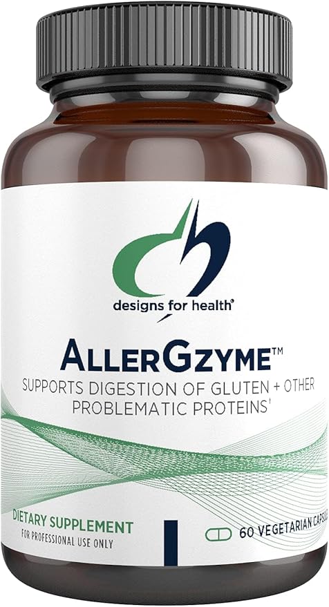 Designs for Health AllerGzyme Digestive Enzymes Supplement - Supports Digestion of Gluten Dairy + Problematic Proteins with Protease + Bromelain - Non-GMO + Dairy Free (60 Capsules)