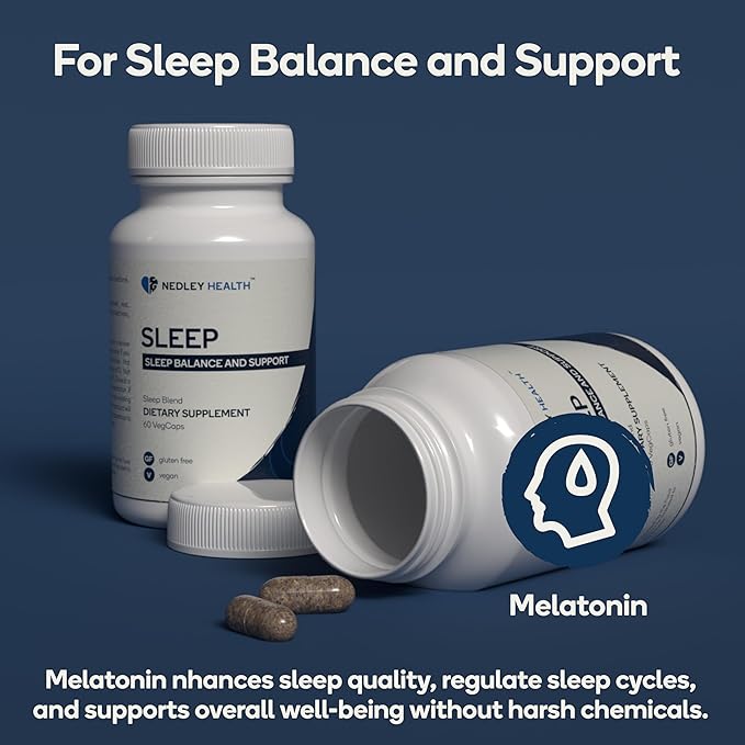 Sleep - Natural Sleep Aid Supplement - Relax &amp Restore with Melatonin L-Theanine &amp Herbal Extracts - 60 Veggie Capsules (Sleep)