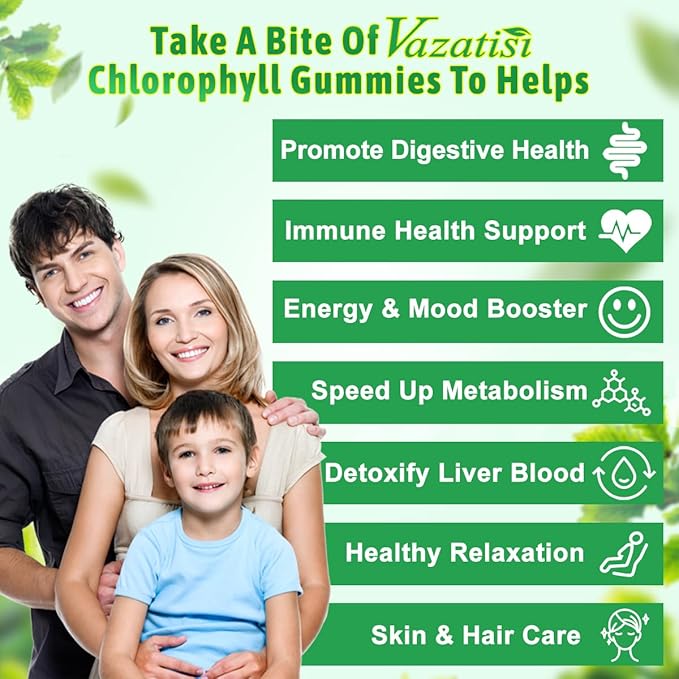 Chlorophyll Gummies - Super Green 13 in 1 with Ashwagandha Vitamin C Zinc &amp Copper for Body Odor Skin Energy Immune Support Deodorant for Women - 120 Count