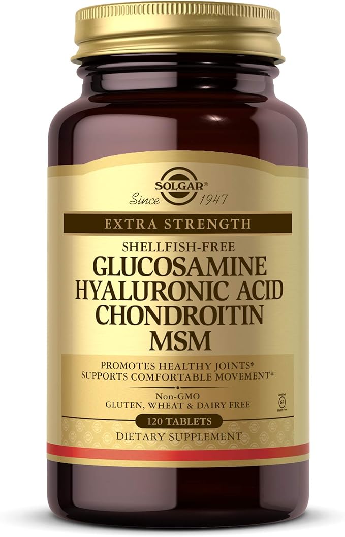 SOLGAR Glucosamine Hyaluronic Acid Chondroitin MSM 120 Tablets &amp Skin Nails &amp Hair Advanced MSM Formula 120 Tablets