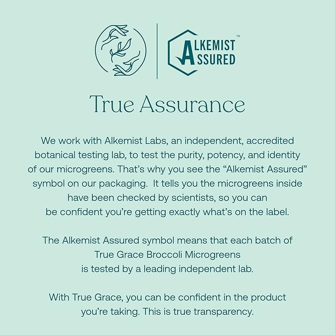 True Grace Broccoli Microgreens - 0.4 oz - Daily Superfood Powder for Cellular &amp Immune Health - Gluten &amp Soy Free Vegan Regenerative Organic Certified - 30 Servings