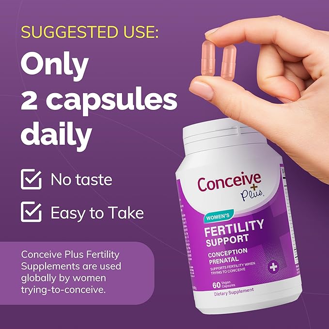 CONCEIVE PLUS Womens Fertility Support – Prenatal Multivitamin for Trying to Get Pregnant – Conception Blend Hormonal Balance Folate Zinc Thiamin Riboflavin Biotin – Non-GMO Vegan – 30 Days