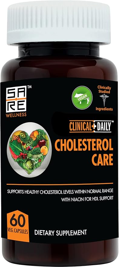 Clinical Daily Cholesterol Care Supplement. Vegan Cholesterol and Triglyceride Supplements. Plant Sterols Supplements Cholesterol Support with Guggul Garlic Niacin. 60 Capsules