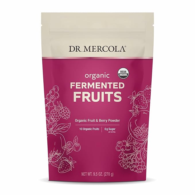 Dr. Mercola Organic Fermented Fruits - Supports Digestive and Cellular Health - Certified Organic - Non-GMO - Soy-Free - Gluten-Free - 9.5 oz (270 g) - 90 Servings