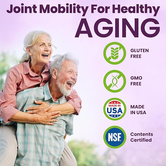 Joint Support Supplement with Glucosamine Chondroitin MSM Turmeric Boswellia - for Men and Women - Promotes Mobility Flexibility and Comfort - Made in USA - 90 Capsules
