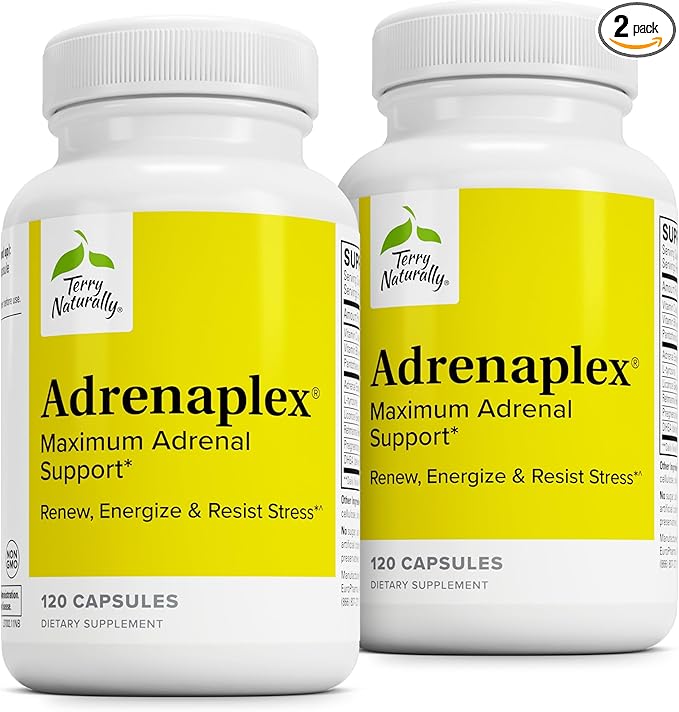 Terry Naturally Adrenaplex - Adrenal Gland Function Supplement - Glandular Support with Vitamins C &amp B6 - Supports Healthy Adrenal Function - Keep Out of Reach of Children - 120 Capsules (Pack of