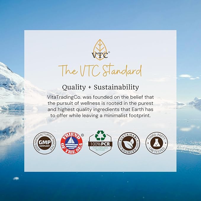 VTC VitaTradingCo. Krill Omega-3 Oil Supplement | 100mg Pure Antarctic Neptune Krill Oil (NKO) | EPA &amp DHA Astaxanthin | Brain Heart Joint &amp Eye Support | 60 Softgels