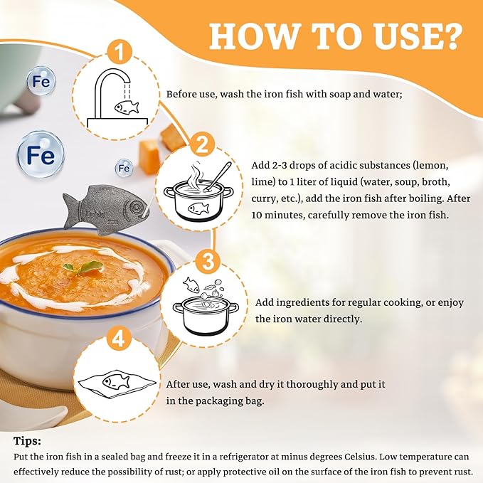 Iron Fish 2 Pack Natural Sources of Iron to Reduce The Risk of Deficiency Safe and Effective Cooking Tool No Side Effects