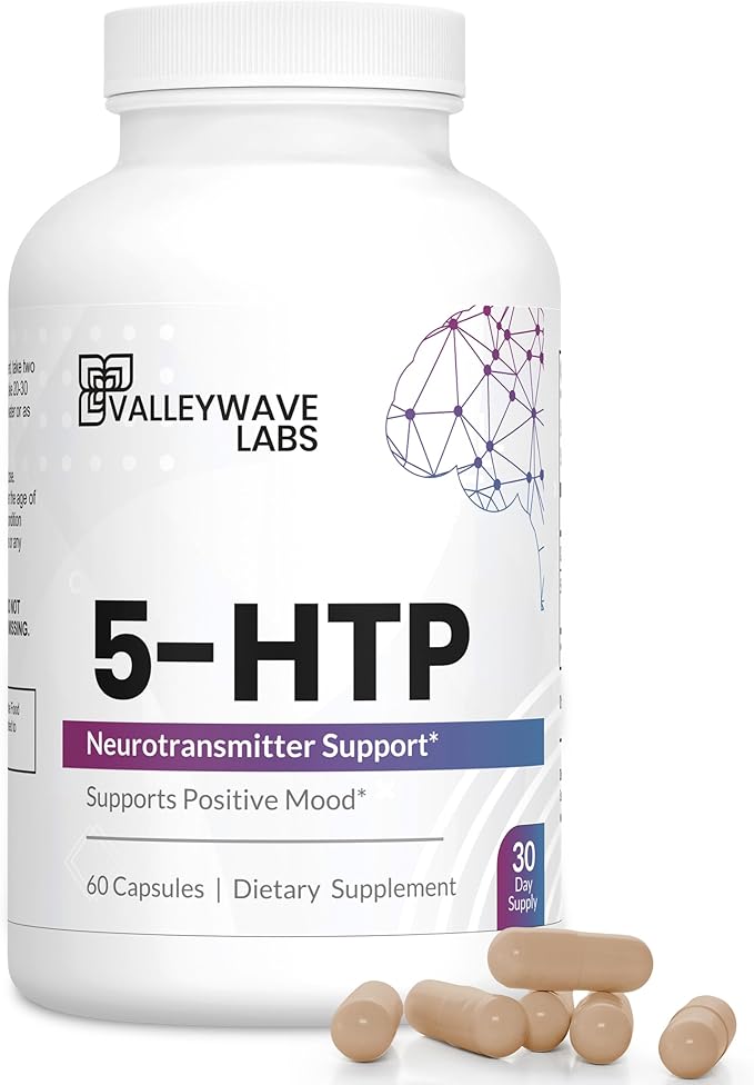 5-HTP - 200mg 5HTP Supplement (5-Hydroxytryptophan) to Support Mood Plus Sleep* Stress Relief* 60 Capsules - 30 Day Supply Made in USA