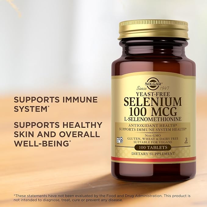 Solgar Yeast-Free Selenium 100 mcg - 100 Tablets Pack of 4 - Supports Antioxidant &amp Immune System Health - Non-GMO Gluten Free Dairy Free Kosher - 400 Total Servings