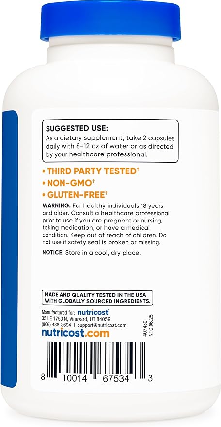 Nutricost Alpha Lipoic Acid 600mg Per Serving 240 Capsules - Gluten Free Vegetarian Capsules Soy Free &amp Non-GMO (Pack of 2)