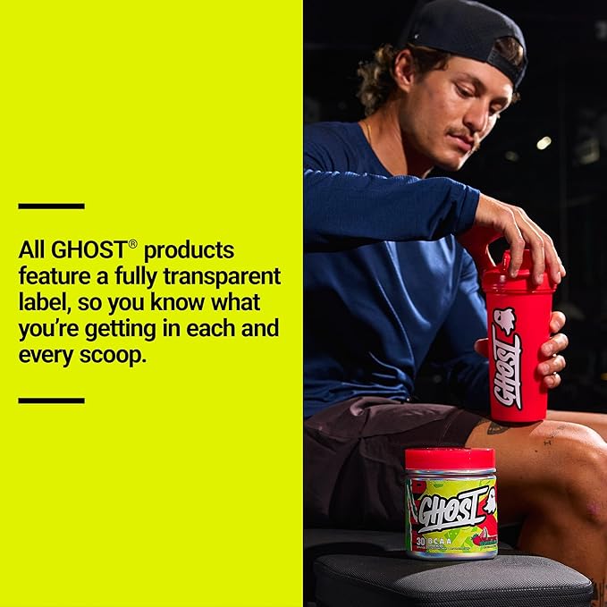 GHOST BCAA Powder Amino Acids Supplement Strawberry Watermelon - 30 Servings - Sugar-Free Intra Post &amp Pre Workout Amino Powder &amp Recovery Drink 7G BCAA