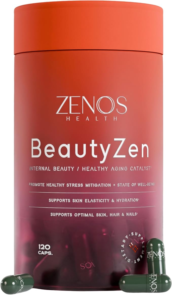 Zenos Health BeautyZen - Beauty Supplement for Hair Growth with DHT Blocker Biotin Collagen Keratin &amp Antioxidants Supplement Androgen Blocker Anti Aging Keratin Complex - Made in USA 120 Cap