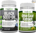 Black Seed Oil Softgels &amp Olive Leaf Extract Capsules Combo - Targeted Immune Support