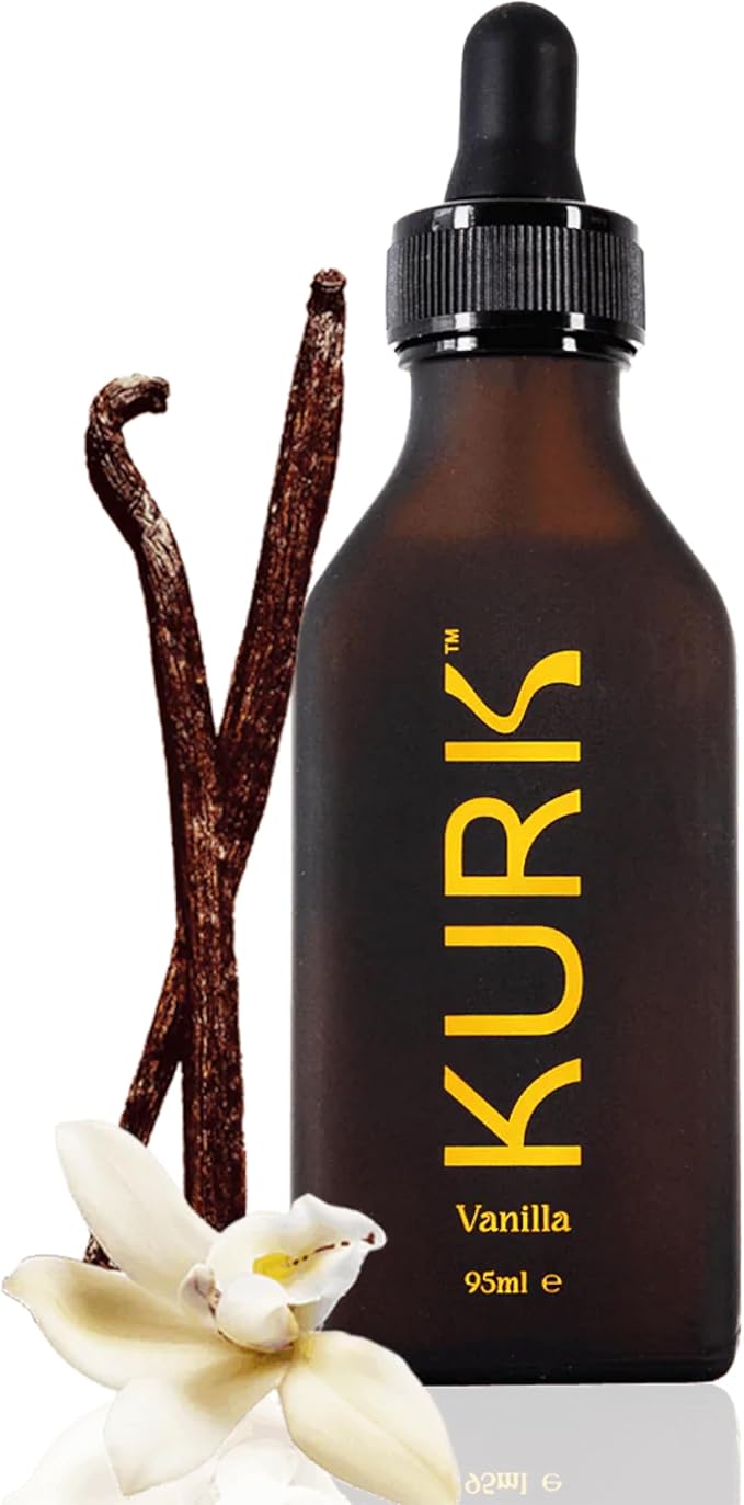 Kurk Essential Liquid Turmeric Curcumin Supplement Turmeric Drops Oil for Advanced Everyday Wellness Focus &amp Energy 185x More Absorbable Than Powders Plant-Based (Vanilla) (3.2 Fl Oz)