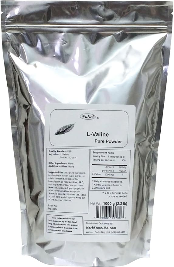 L-Valine Pure Amino Acid Powder (1000g (2.2 Lb))