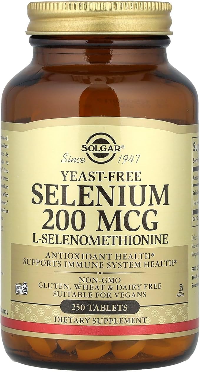 Solgar Yeast-Free Selenium 200 mcg 250 Tablets - Supports Antioxidant &amp Immune System Health - Non-GMO Vegan Gluten Free Dairy Free Kosher - 250 Servings