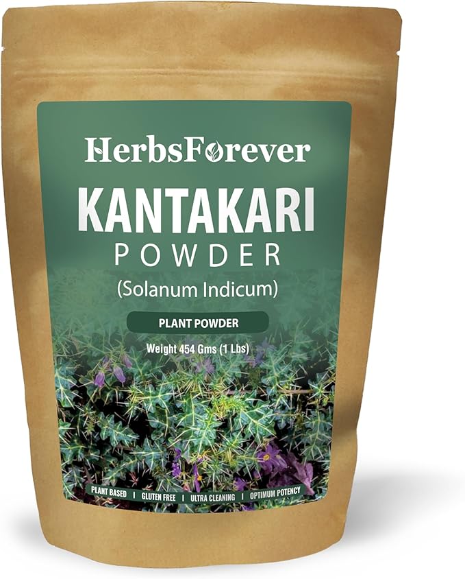 Herbsforever Kantakari (Solanum xanthocarpum) Indian Nightshade. Plant Powder|Supports Respiratory Immune Health &ampNatural Expectorant- Wild Harvested -Non GMO | Ultra Clean| Steam Treated|16oz-1L