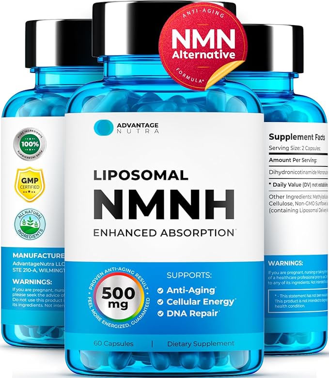 Liposomal NMNH 500 MG - NMN Supplement Alternative - NAD Supplements for Women &amp Men | Healthy Anti Aging - Cell Support for Energy Focus &amp Skin - Advanced NAD+ Resveratrol 3-Party Tested | 1