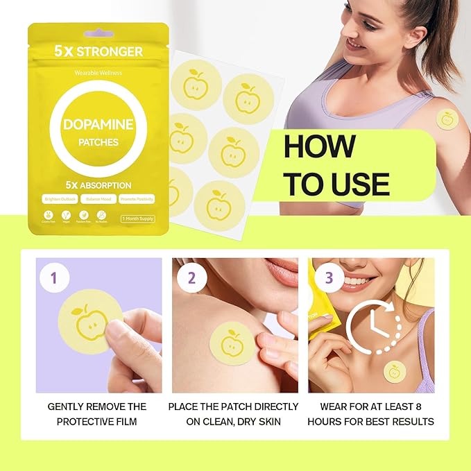 huangirl Dopamine Patches | 90 Pack (3PCS) | Vegan Plant-Based Formula - for Men &amp Women