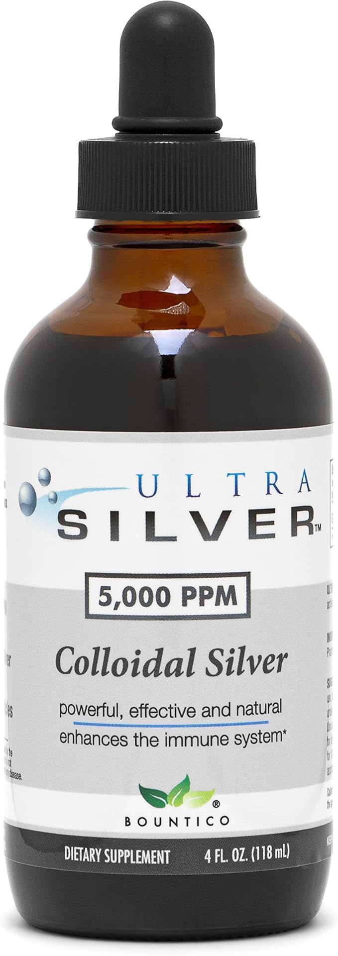 Ultra Silver® Colloidal Silver | 5000 PPM 4 Oz (118mL) | Mineral Supplement | True Colloidal Silver - with Dropper