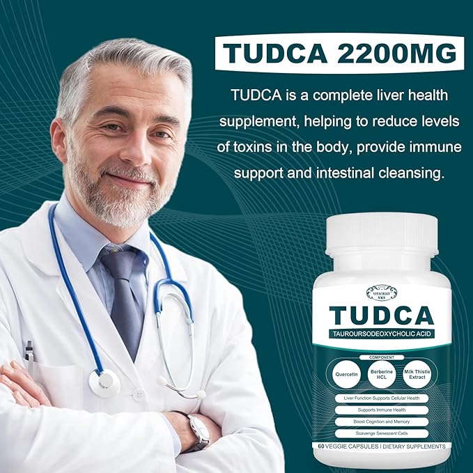 2200MG TUDCA Liver Supplements - Bile Salts Supplement Complex for Liver Detox &amp Cleanse Gallbladder Cleanse Digestive Health 180 Capsules
