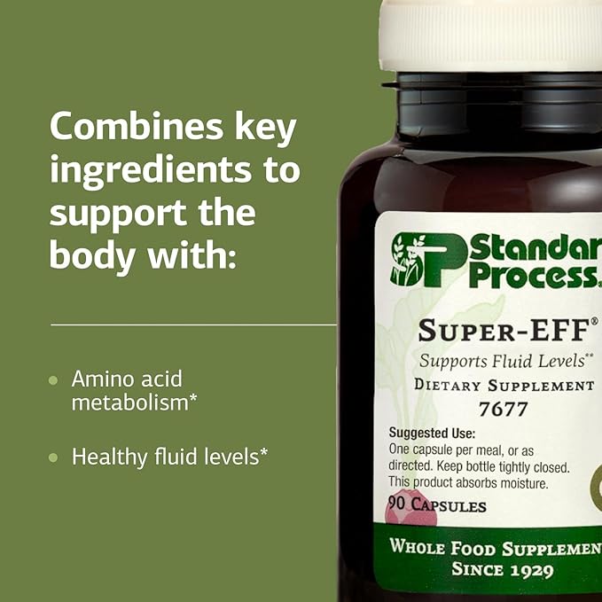 Standard Process Super-EFF - Fluid Level Dietary Supplement - Supports Healthy Energy Levels - Non-Dairy Non-Soy &amp Non-Grain - 90 Capsules (90 Servings)