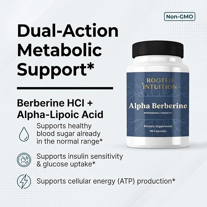 Alpha Berberine | Berberine HCl &amp Alpha-Lipoic Acid for Blood Sugar Cholesterol &amp Metabolic Energy | Non-GMO Gluten Free | 90 Capsules