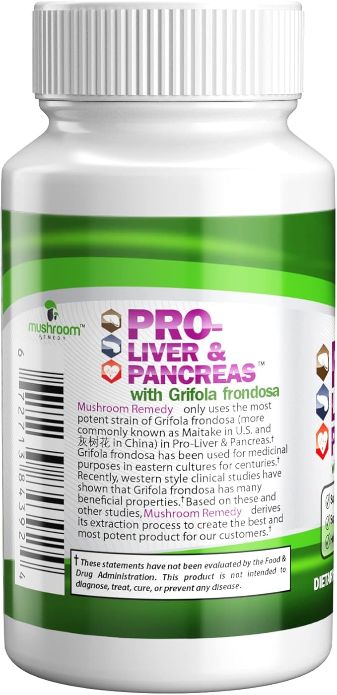 PRO-Liver &amp Pancreas | Best All-Natural Herbal Supplement for Pancreas &amp Liver Support Detox Clinically Studied Grifola frondosa Mushroom Extract Vegan NON-GMO USA Made 60 Tablets