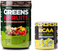 Nutrology Greens &amp Fruits Powder-Naturally Sourced Superfood Chocolate (30 Servings) BCAA Natural Plant Based BCAA Powder Lemonade Flavor (30 Servings)