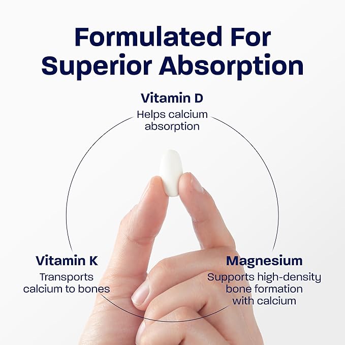 BONE SCIENCE Primeheight Bone &amp Growth Support with Calcium Vitamin D3 K2 Magnesium Zinc - Nutrient-Based Vegan Immune Formula Non-GMO 120 Tablets